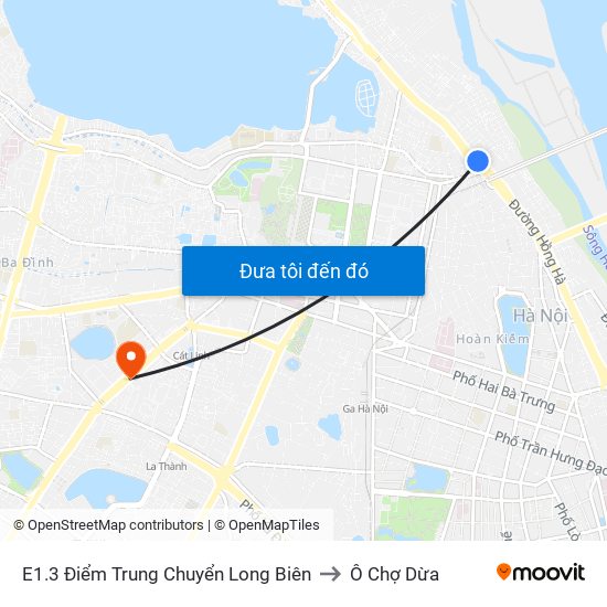 E1.3 Điểm Trung Chuyển Long Biên to Ô Chợ Dừa map