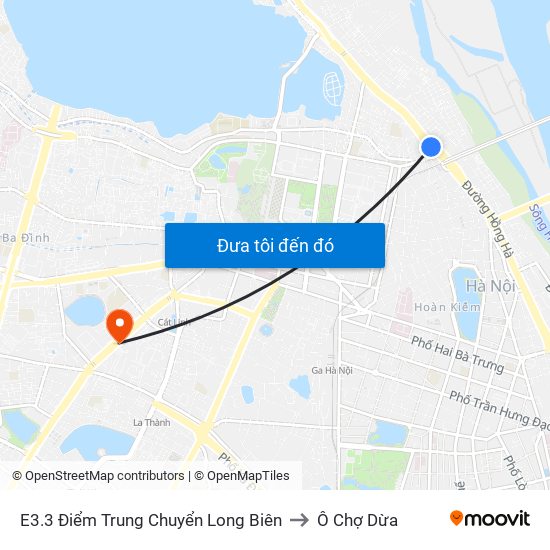 E3.3 Điểm Trung Chuyển Long Biên to Ô Chợ Dừa map