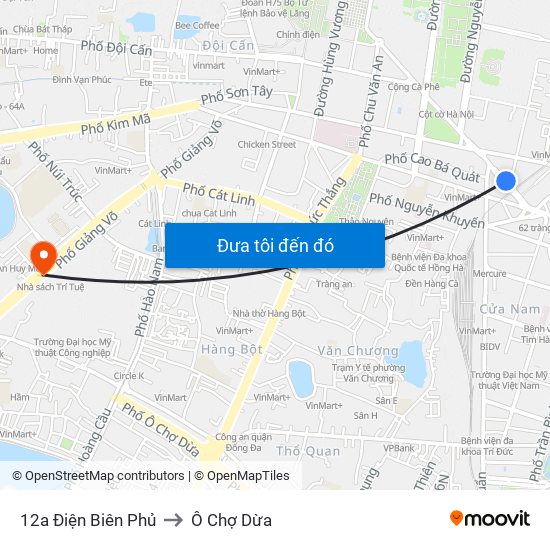 12a Điện Biên Phủ to Ô Chợ Dừa map