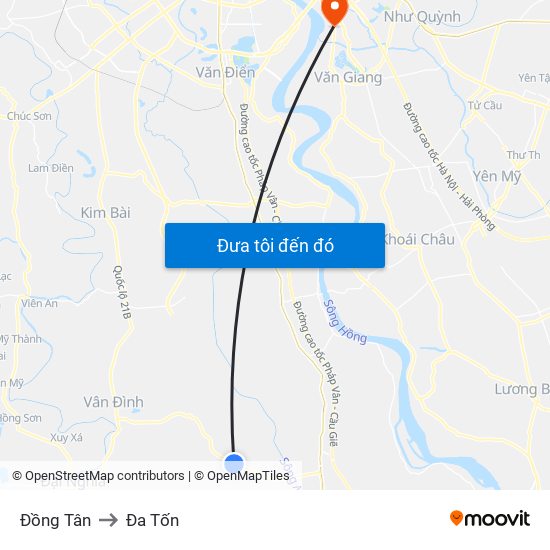 Đồng Tân to Đa Tốn map