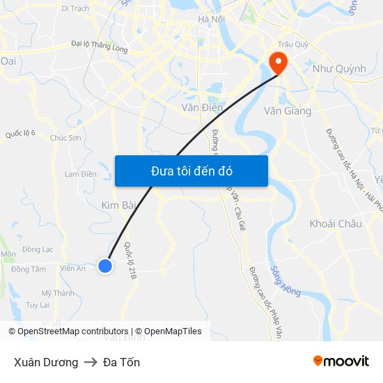 Xuân Dương to Đa Tốn map