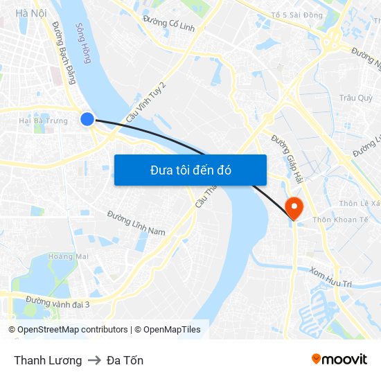 Thanh Lương to Đa Tốn map