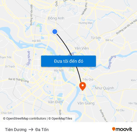 Tiên Dương to Đa Tốn map