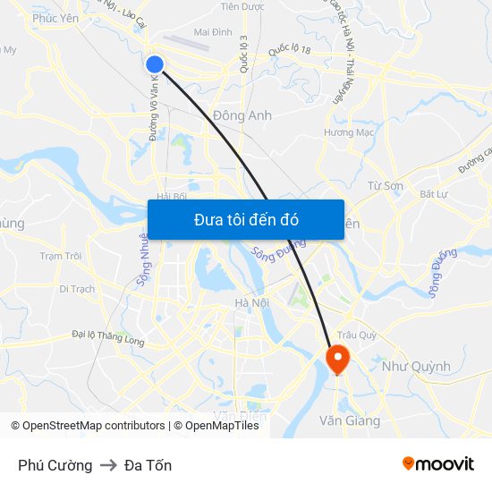 Phú Cường to Đa Tốn map