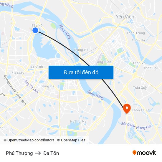 Phú Thượng to Đa Tốn map