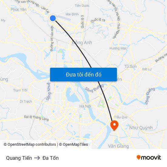 Quang Tiến to Đa Tốn map