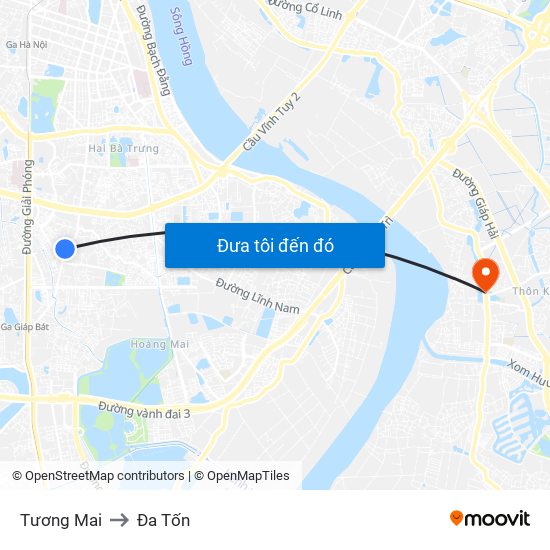 Tương Mai to Đa Tốn map