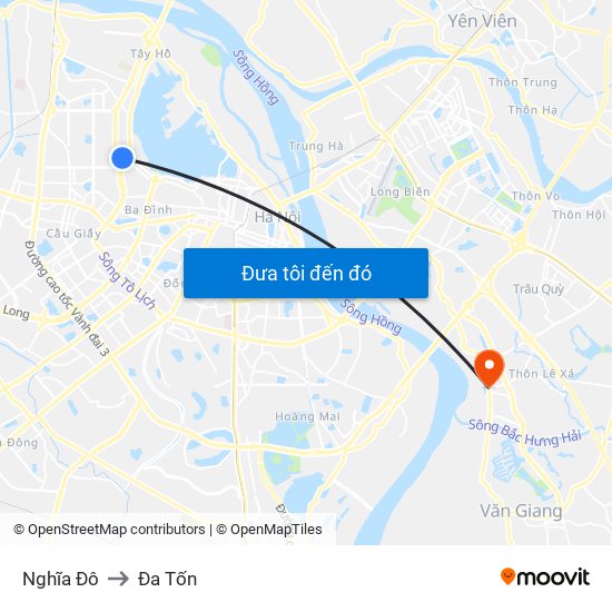 Nghĩa Đô to Đa Tốn map