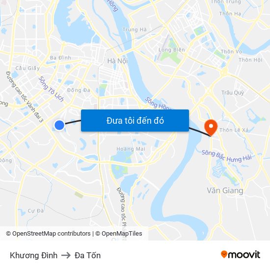 Khương Đình to Đa Tốn map