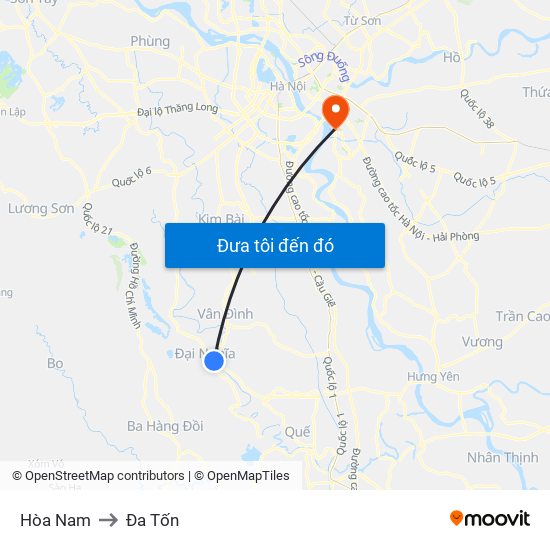 Hòa Nam to Đa Tốn map