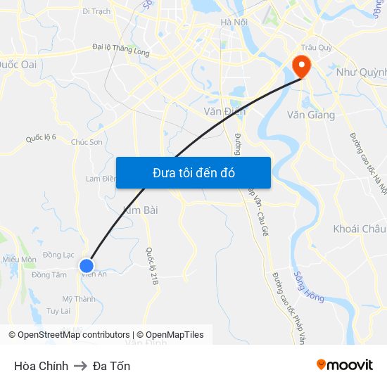 Hòa Chính to Đa Tốn map