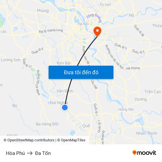 Hòa Phú to Đa Tốn map