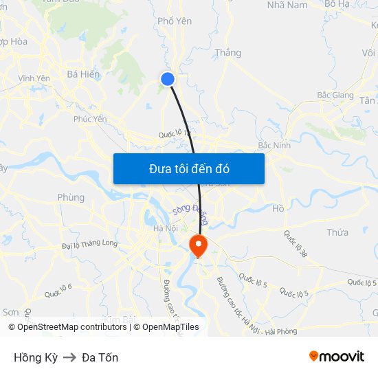 Hồng Kỳ to Đa Tốn map