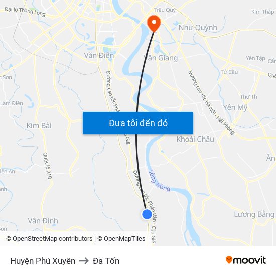 Huyện Phú Xuyên to Đa Tốn map