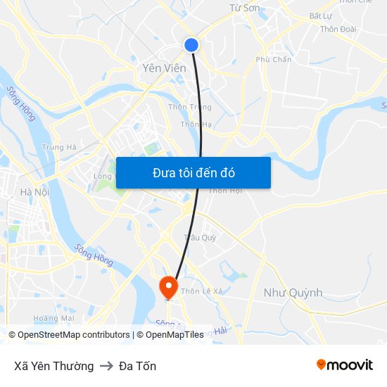 Xã Yên Thường to Đa Tốn map