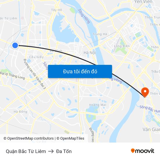 Quận Bắc Từ Liêm to Đa Tốn map