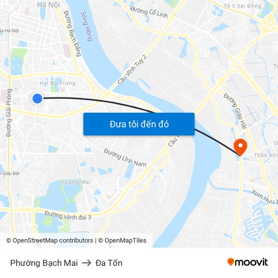 Phường Bạch Mai to Đa Tốn map