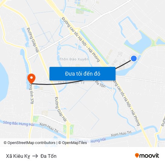 Xã Kiêu Kỵ to Đa Tốn map