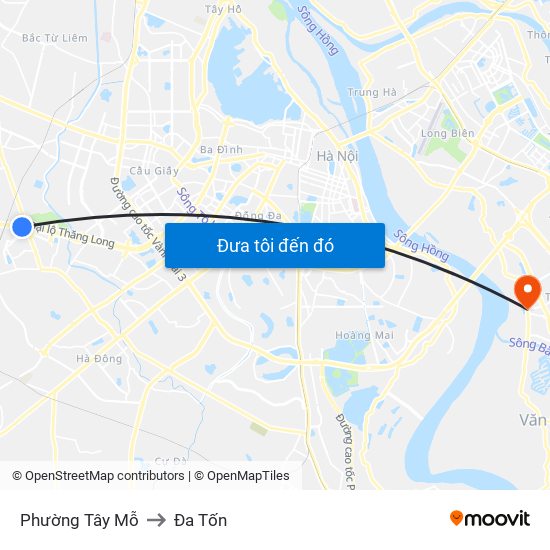 Phường Tây Mỗ to Đa Tốn map