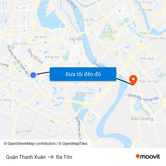 Quận Thanh Xuân to Đa Tốn map