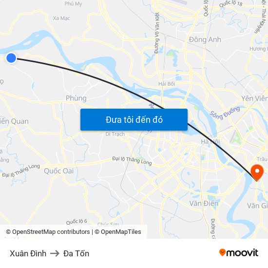 Xuân Đình to Đa Tốn map