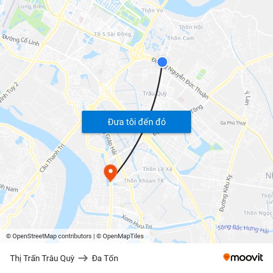 Thị Trấn Trâu Quỳ to Đa Tốn map