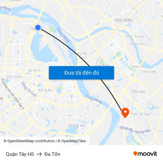 Quận Tây Hồ to Đa Tốn map