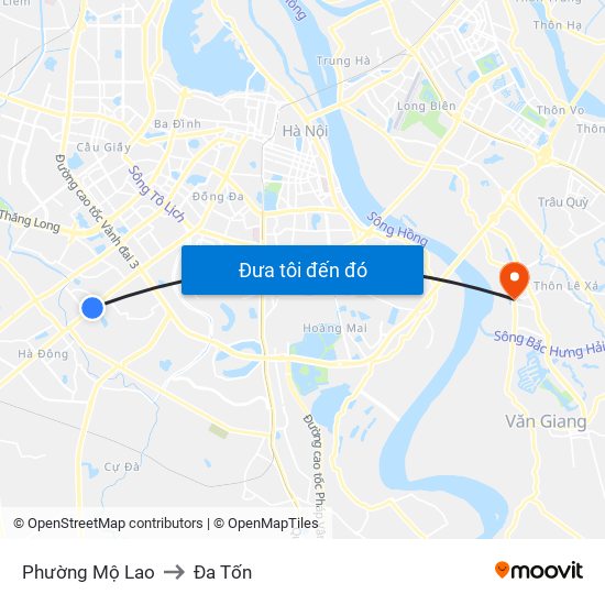 Phường Mộ Lao to Đa Tốn map