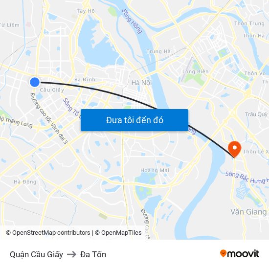 Quận Cầu Giấy to Đa Tốn map