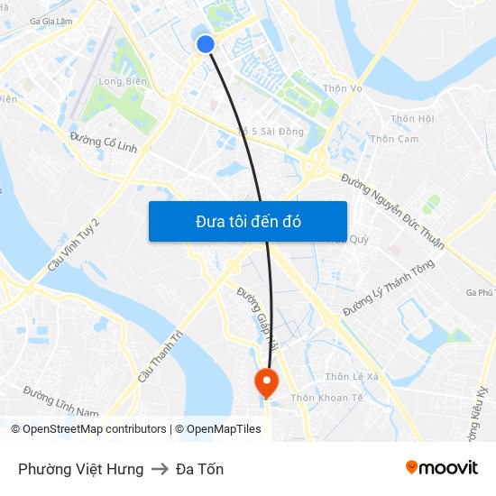 Phường Việt Hưng to Đa Tốn map