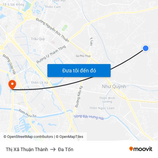 Thị Xã Thuận Thành to Đa Tốn map