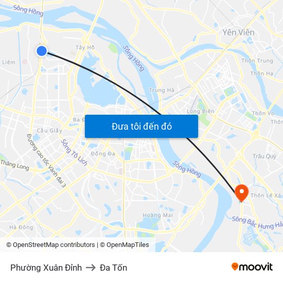 Phường Xuân Đỉnh to Đa Tốn map