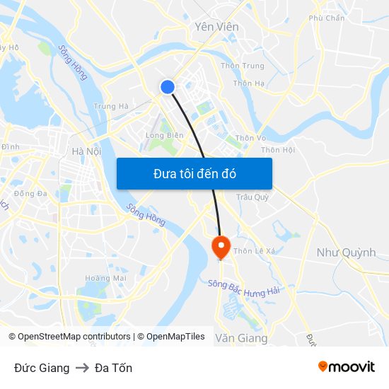 Đức Giang to Đa Tốn map