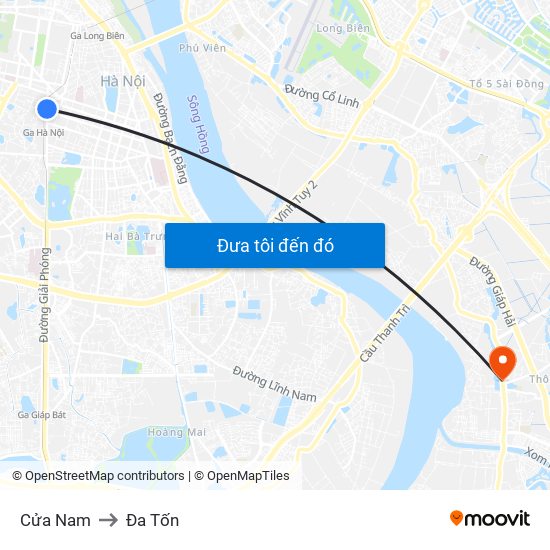 Cửa Nam to Đa Tốn map