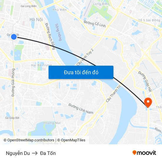 Nguyễn Du to Đa Tốn map