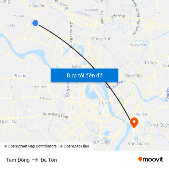 Tam Đồng to Đa Tốn map