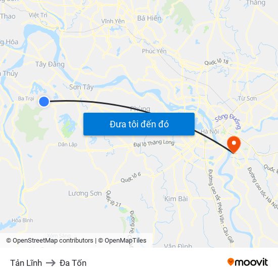 Tản Lĩnh to Đa Tốn map