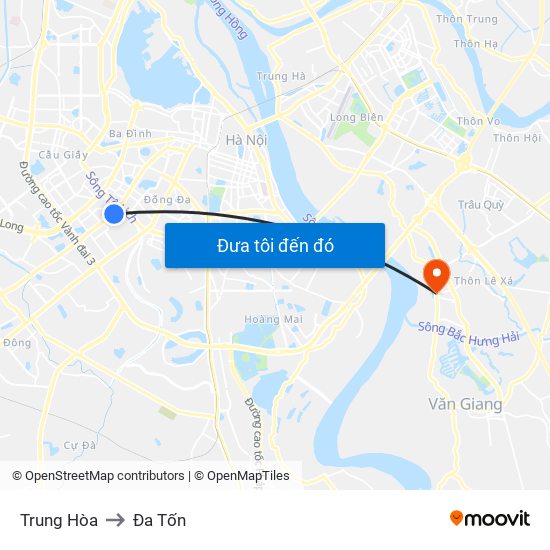 Trung Hòa to Đa Tốn map