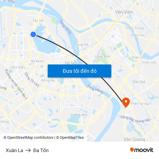 Xuân La to Đa Tốn map