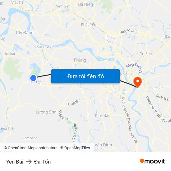 Yên Bài to Đa Tốn map