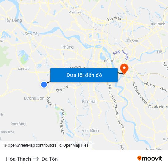 Hòa Thạch to Đa Tốn map