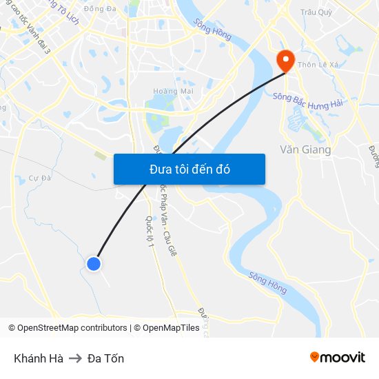 Khánh Hà to Đa Tốn map