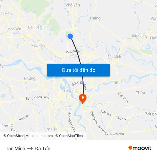 Tân Minh to Đa Tốn map