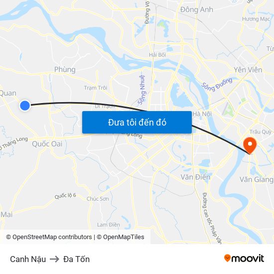 Canh Nậu to Đa Tốn map