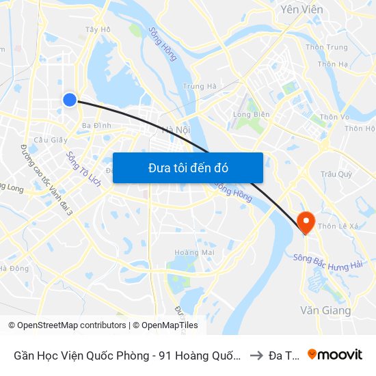 Gần Học Viện Quốc Phòng - 91 Hoàng Quốc Việt to Đa Tốn map