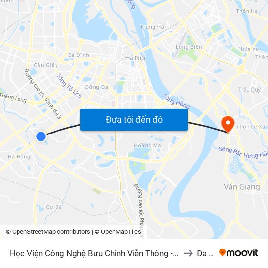 Học Viện Công Nghệ Bưu Chính Viễn Thông - Trần Phú (Hà Đông) to Đa Tốn map
