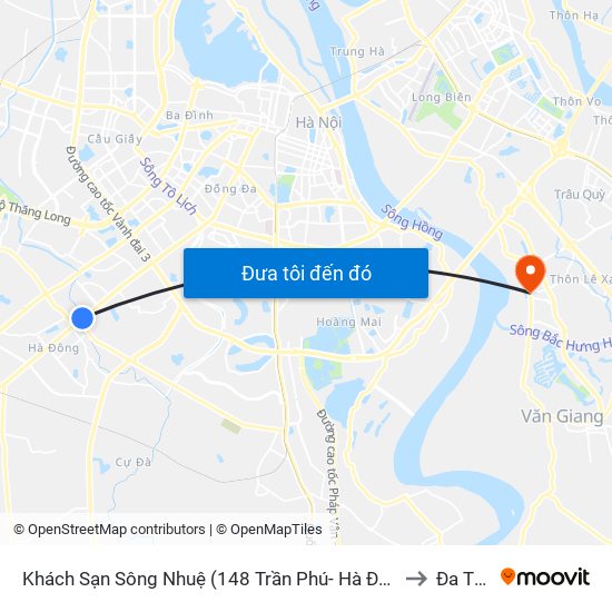 Khách Sạn Sông Nhuệ (148 Trần Phú- Hà Đông) to Đa Tốn map