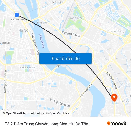 E3.2 Điểm Trung Chuyển Long Biên to Đa Tốn map