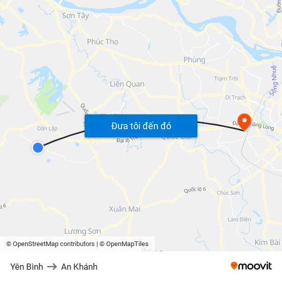 Yên Bình to An Khánh map