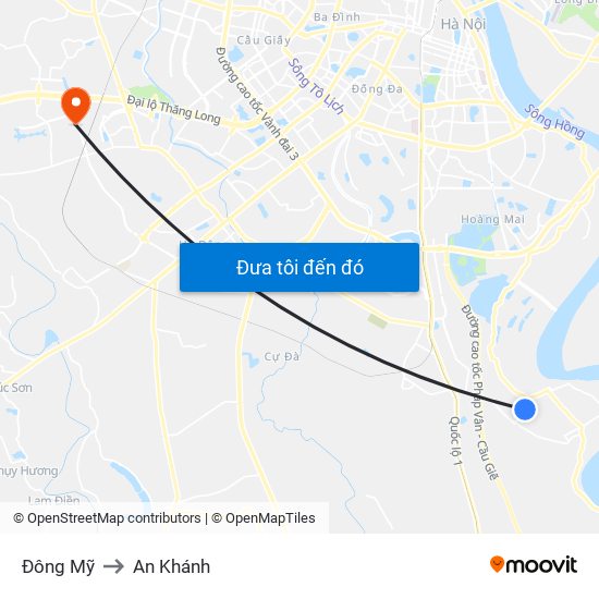 Đông Mỹ to An Khánh map